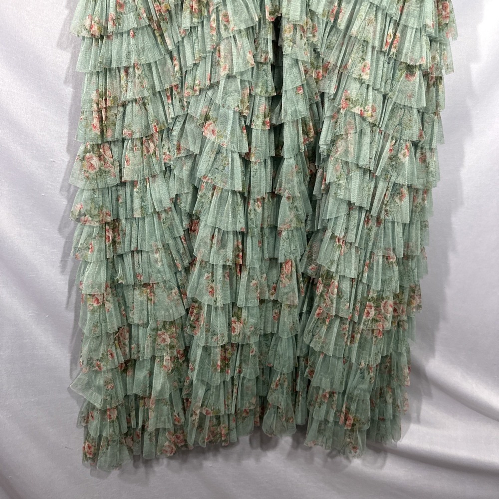 NWT Mac Duggal [ 14 ] 8014 Ruffle Tiered Short‎ Sleeve A Line Dress Sage J1819 - Picture 15 of 15